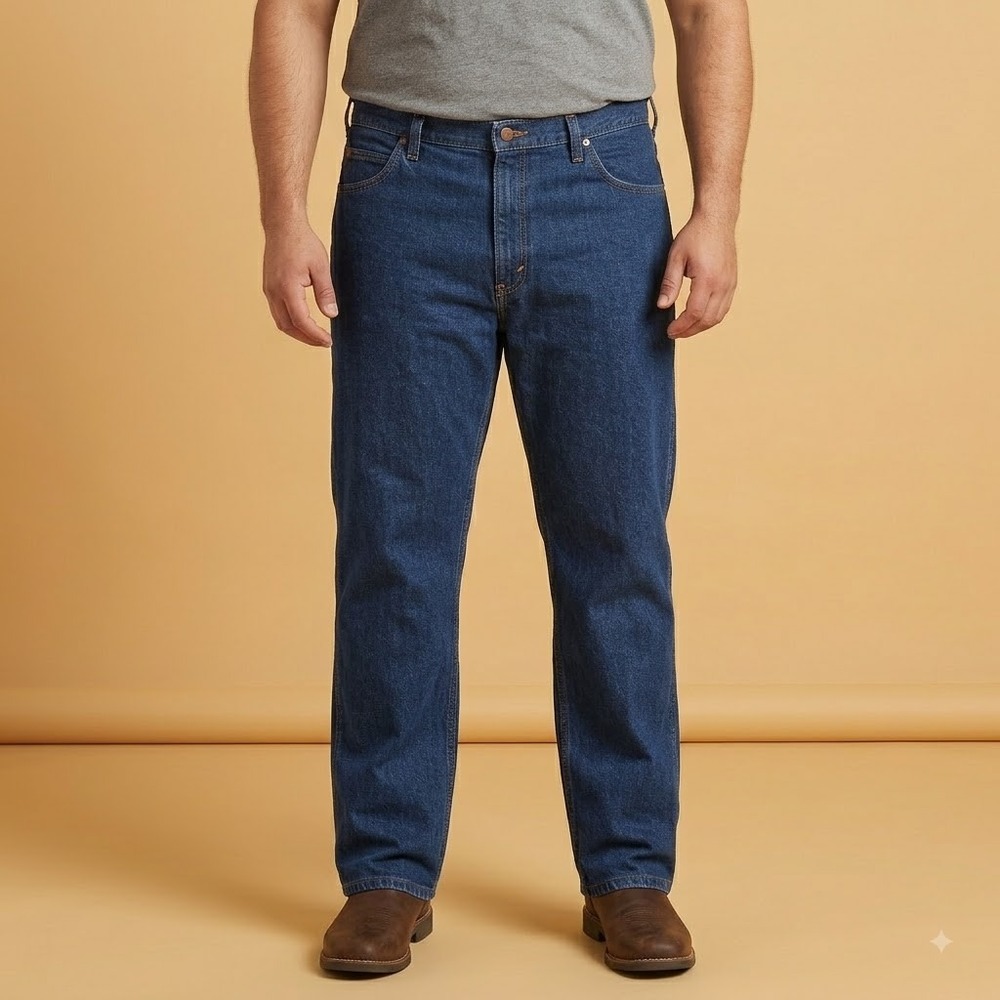 Wrangler Jeans Mens 38x30 Blue Denim Straight Fit 100% Cotton